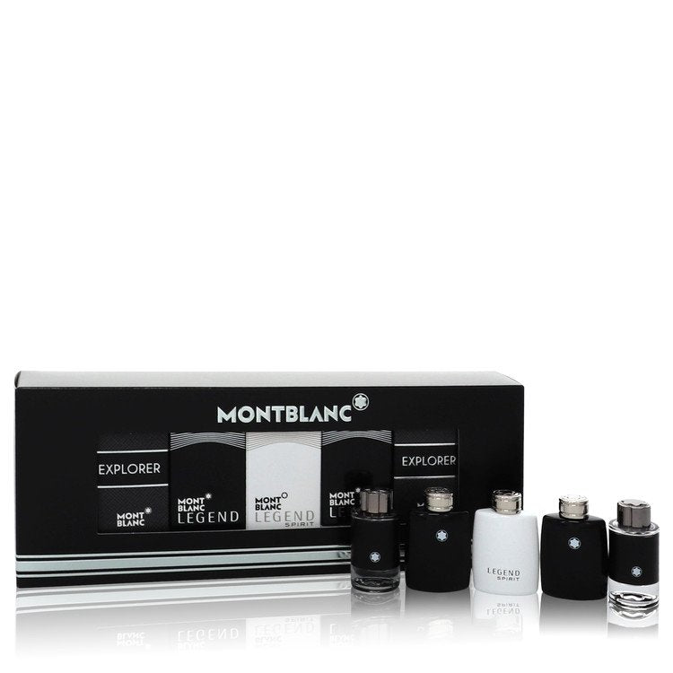 Montblanc Explorer by Mont Blanc Gift Set -- 2 x 0.15 Mini EDT in Montblanc Legend + 2 x .15 Mini EDP Spray in Montblanc Explorer + 0.15 oz Mini EDT in Montblanc Legend Spirit for Men