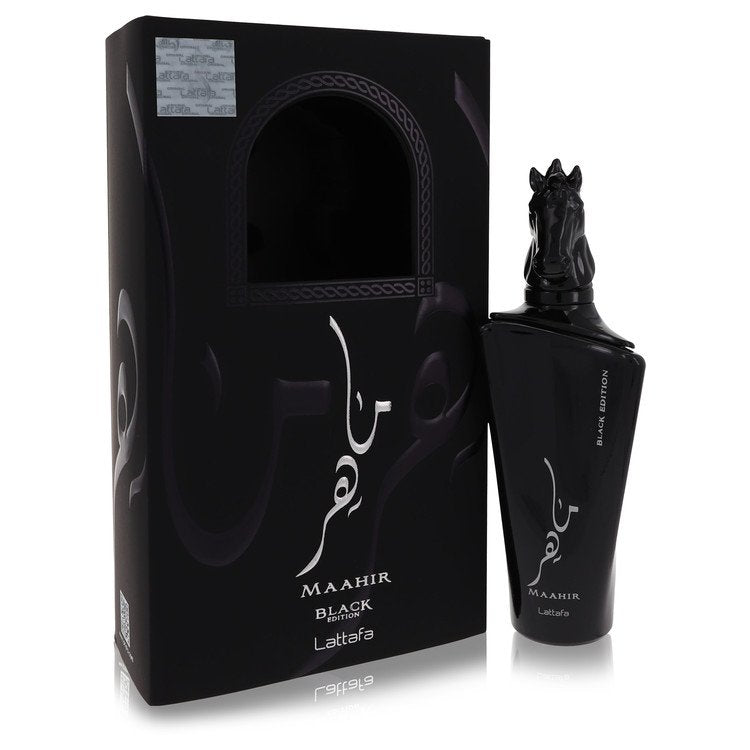 Maahir Black Edition by Lattafa Eau De Parfum Spray (Unisex) 3.4 oz for Women
