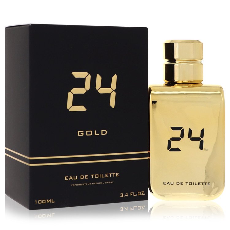 24 Gold The Fragrance by ScentStory Eau De Toilette Spray + 0.8 Oz Mini Edt Pocket Spray (Unboxed) 3.4 oz for Men
