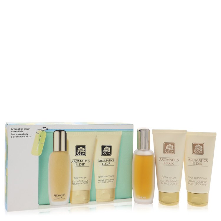 Aromatics Elixir by Clinique Gift Set -- 1.5 oz Eau De Parfum Spray + 2.5 oz Body Smoother + 2.5 oz Body Wash with Bag for Women